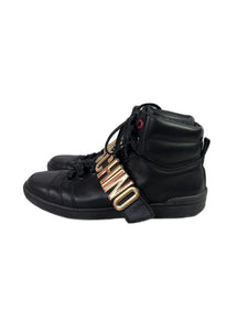 Moschino black leather high top sneakers size 40