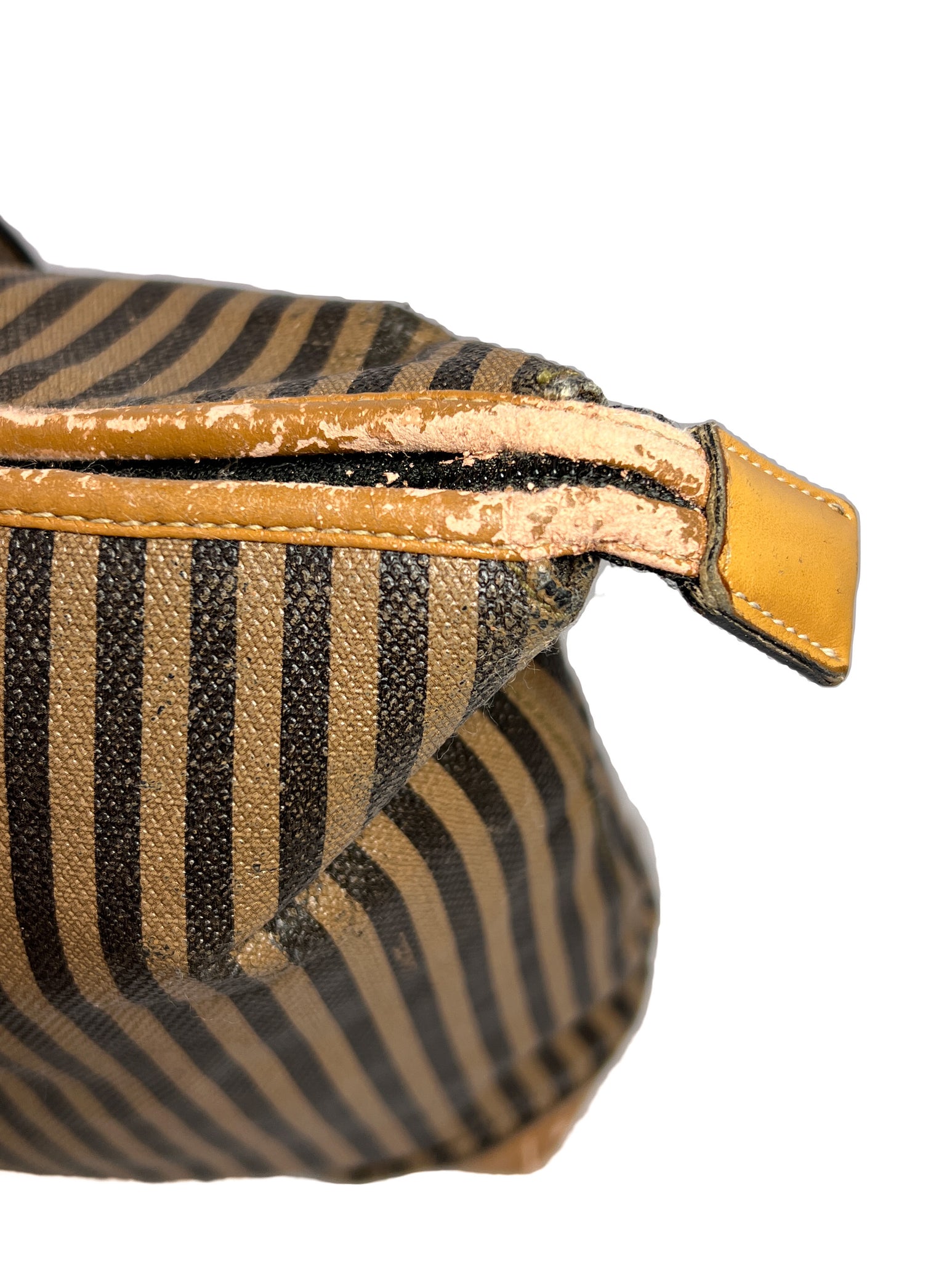 Vintage Fendi Penguin Stripe Hand Bag Leather Italy