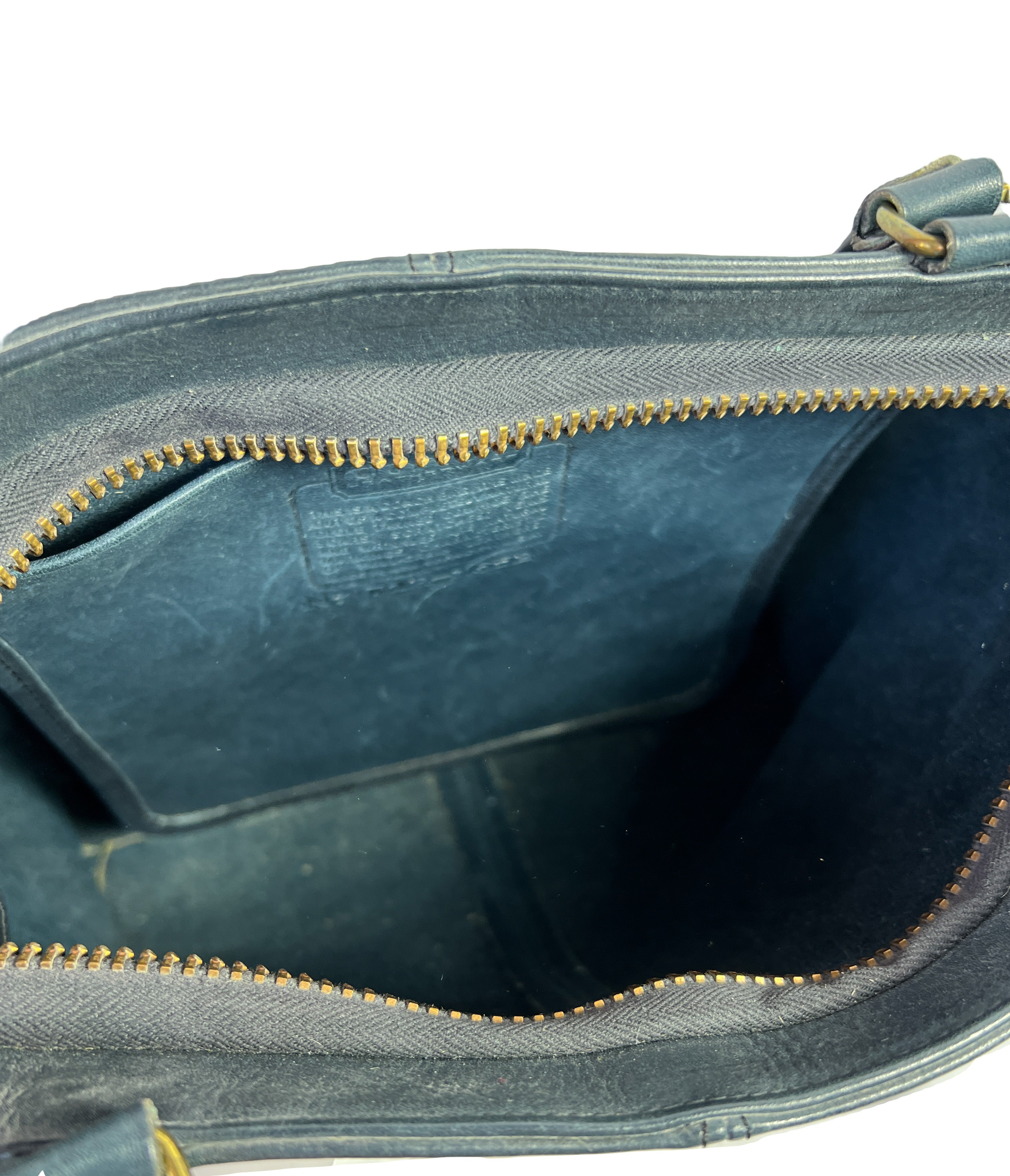 Coach vintage navy leather skinny tote