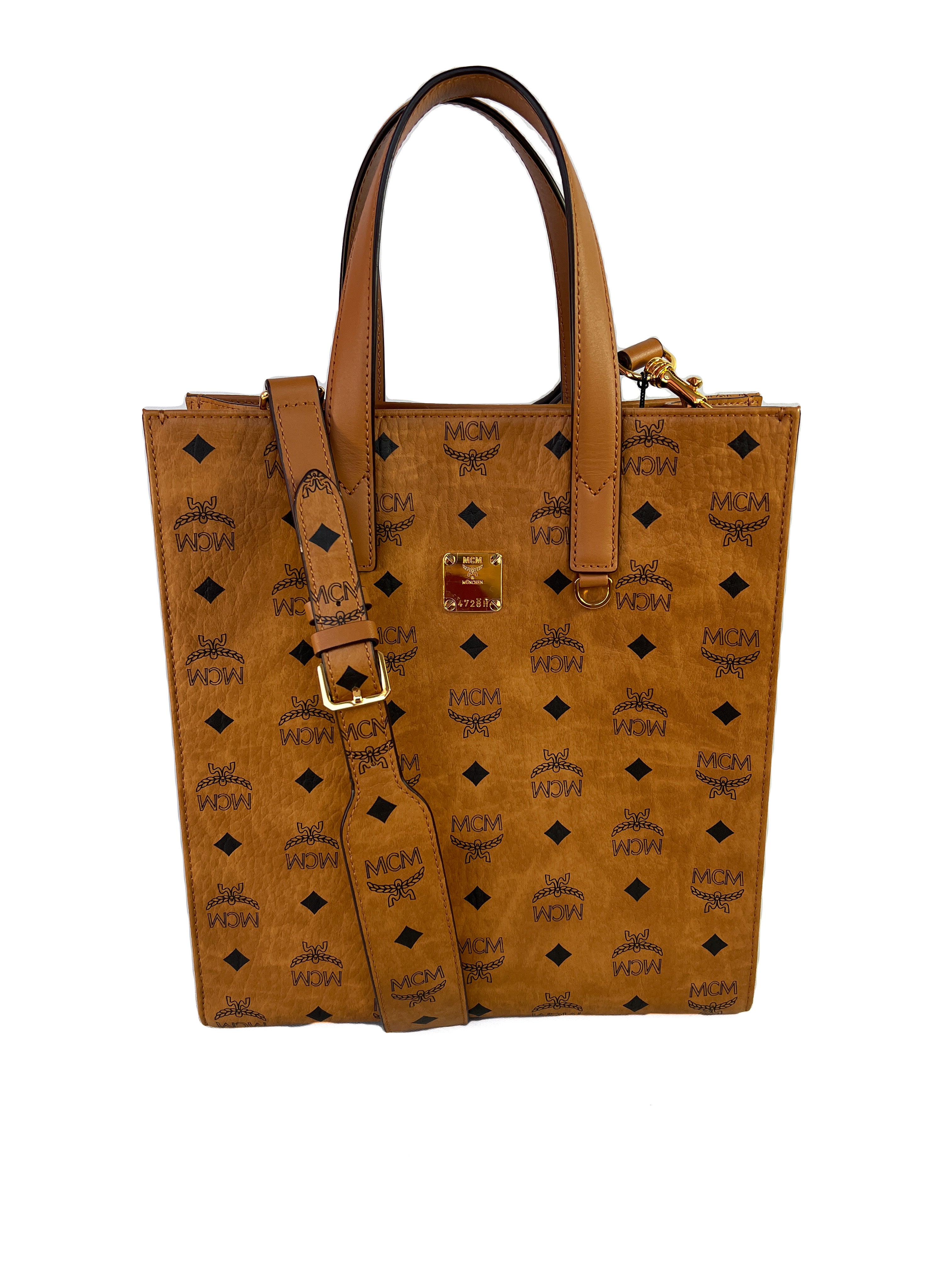 MCM brown visetos shopper tote NWT