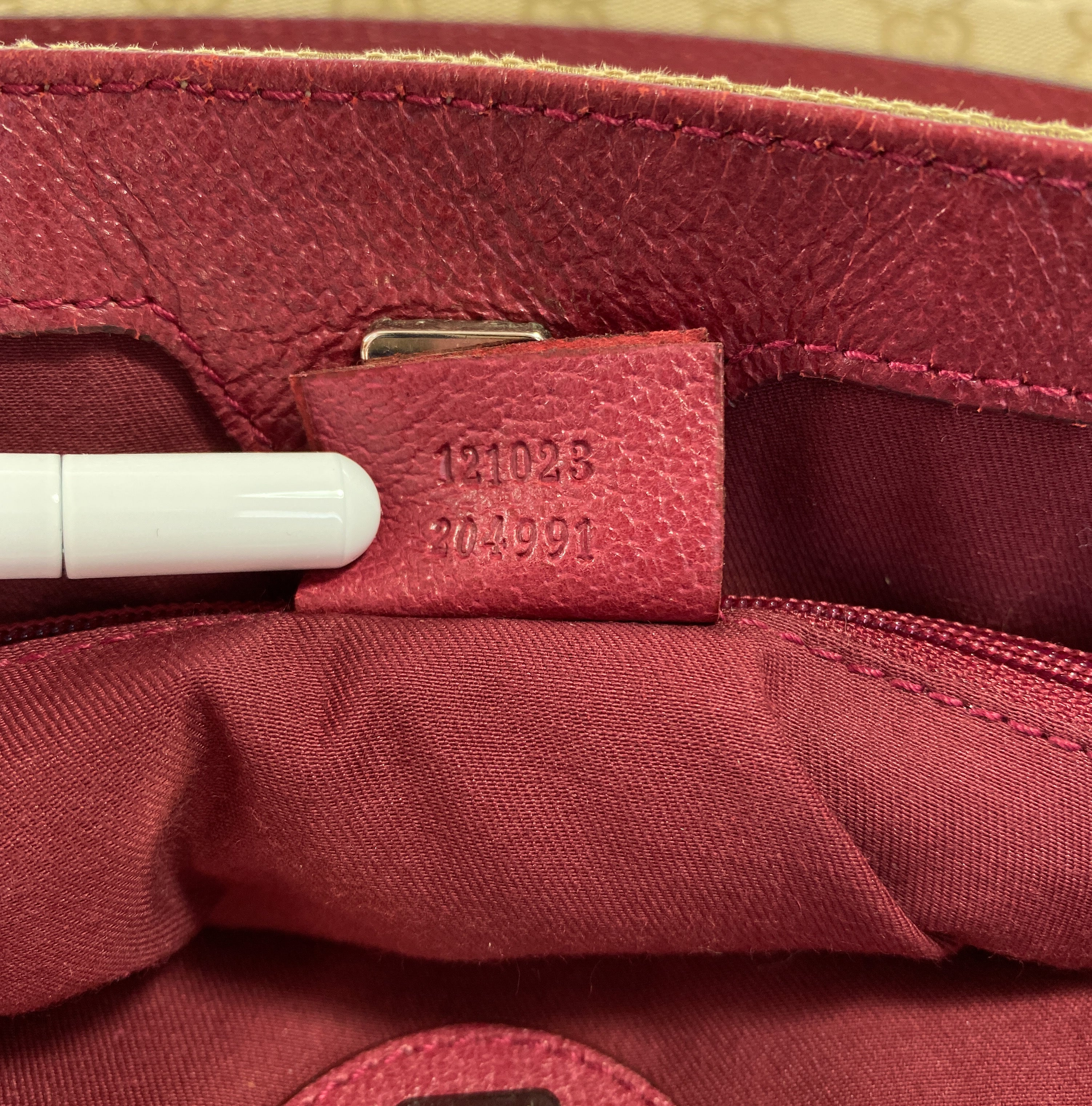 Gucci brown and pink signature shoulder bag