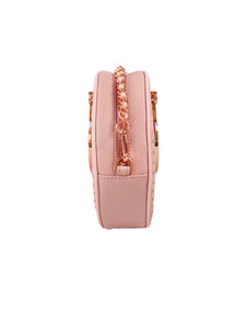 Ted Baker Leather Crossbody Purse Pink W/ Rose gold Chain Strap