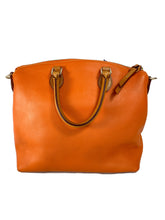 Dooney & Bourke orange brown leather double pocket satchel