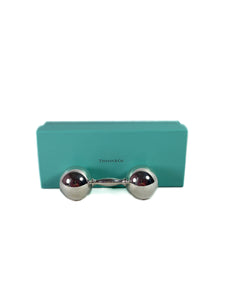 Tiffany & Co sterling silver barbell baby rattle