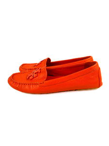 Tory Burch orange leather loafers size 7