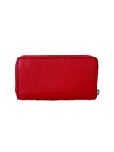 Coach red double leather zip mini wallet