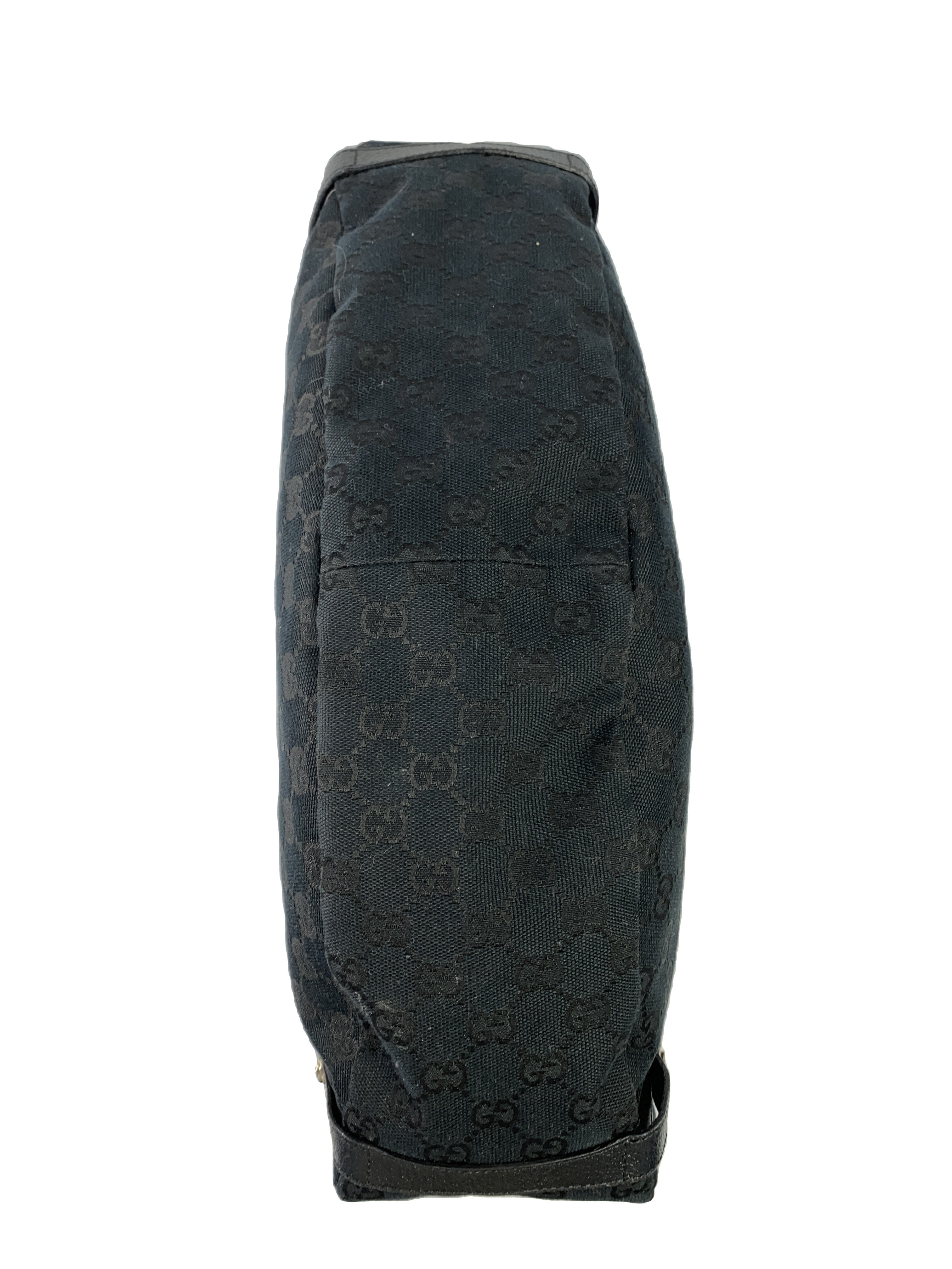 Gucci black signature cloth & leather tote