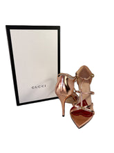 Gucci rose gold Jerry heeled leather cage sandals size 39 NEW