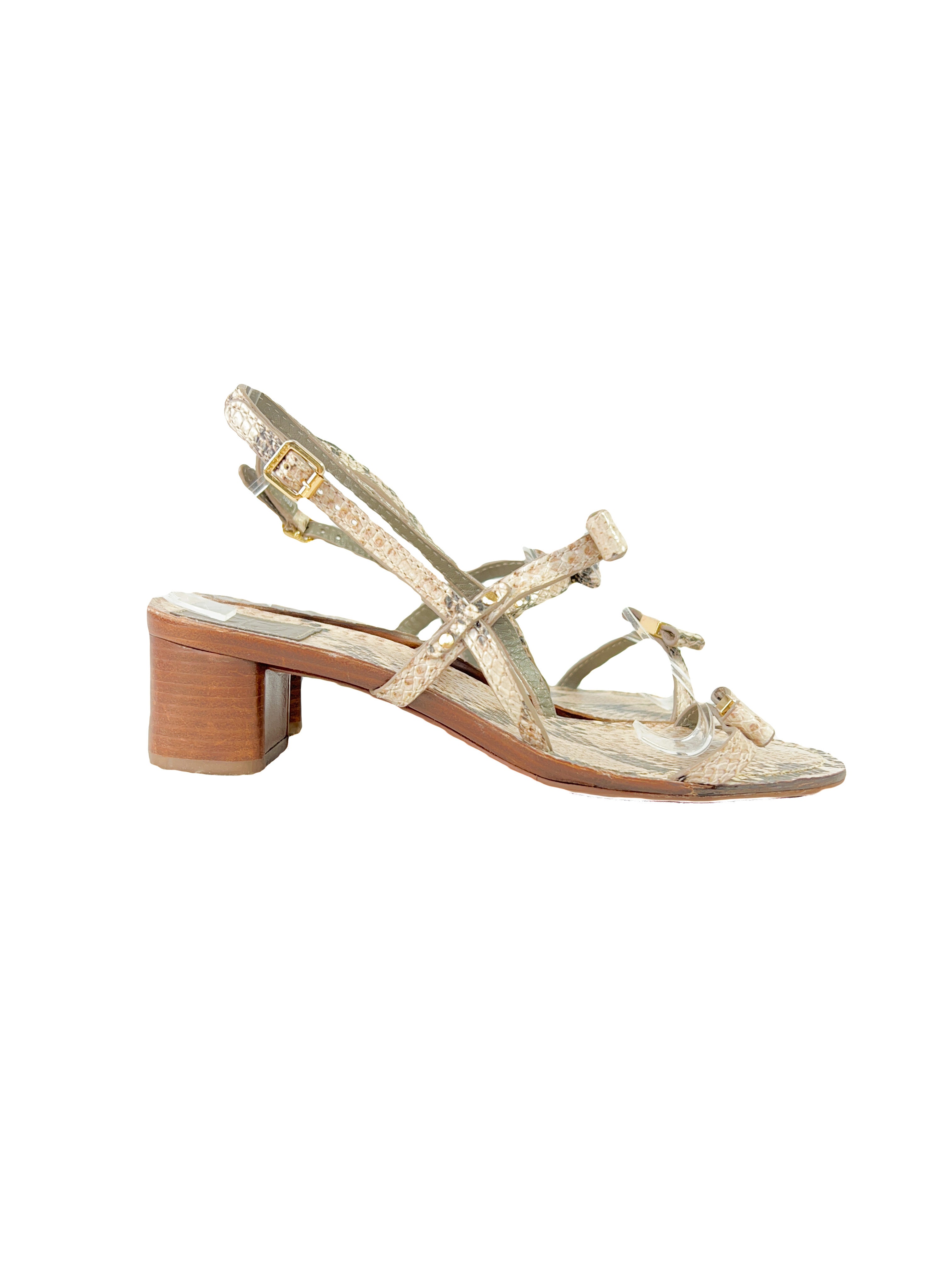 Tory Burch snake print leather heeled sandals size 8.5