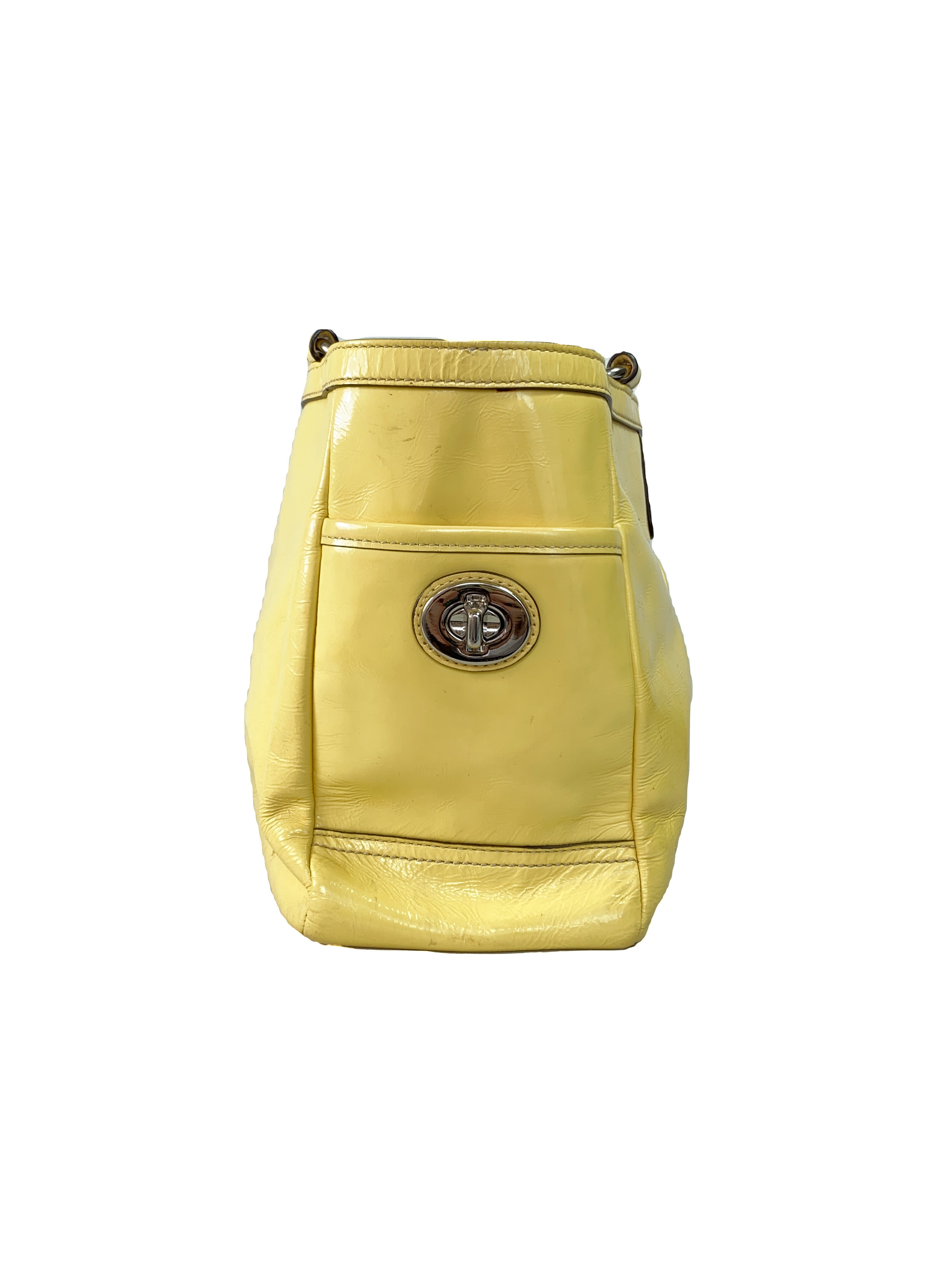 Coach yellow patent leather shoulder bag F13761