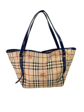 Burberry plaid and royal blue tote