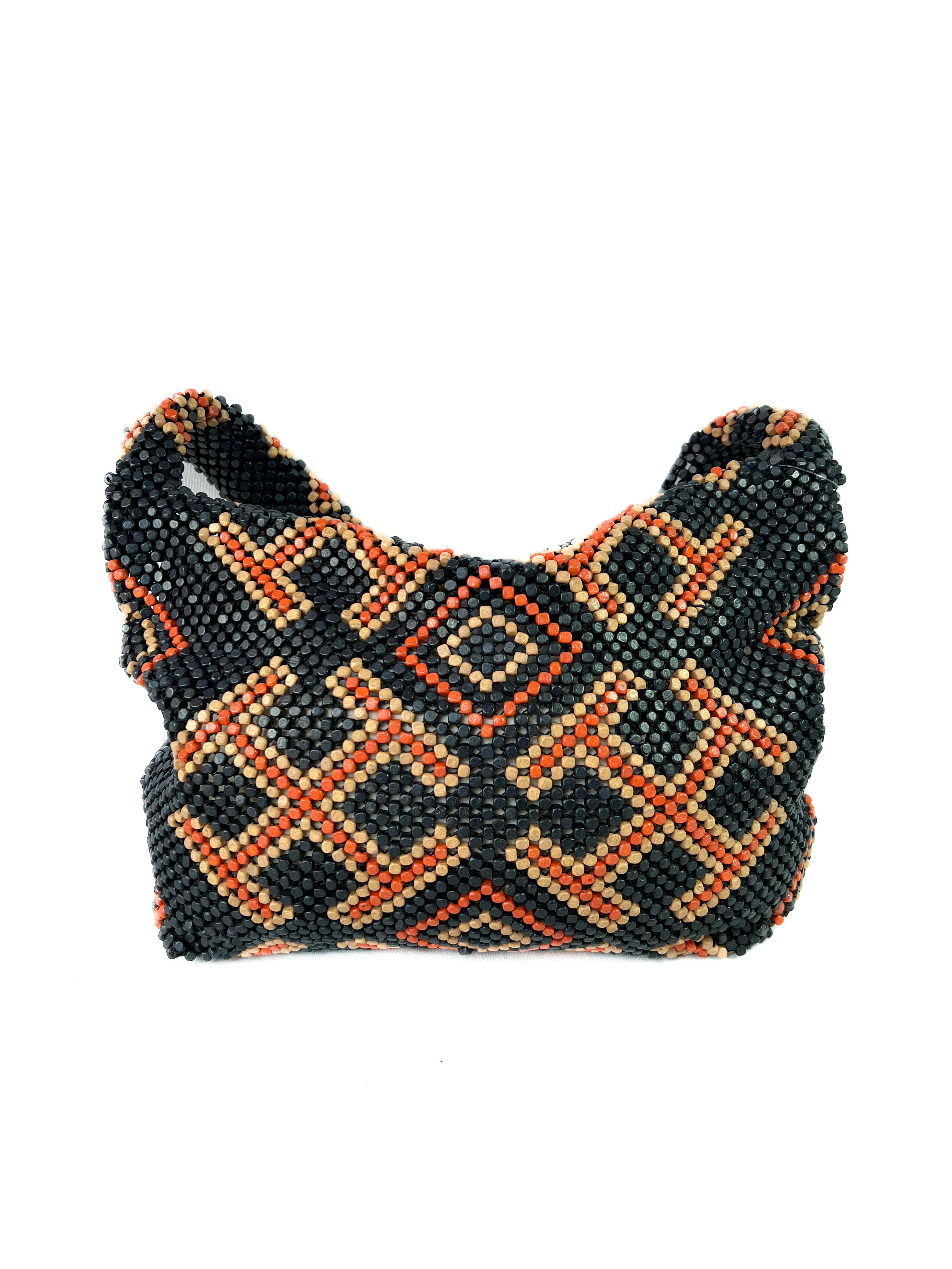 Tory Burch navy & orange wooden beaded shoulder bag