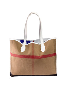 Burberry The Giant Reversible Tote In Canvas Check And Leather