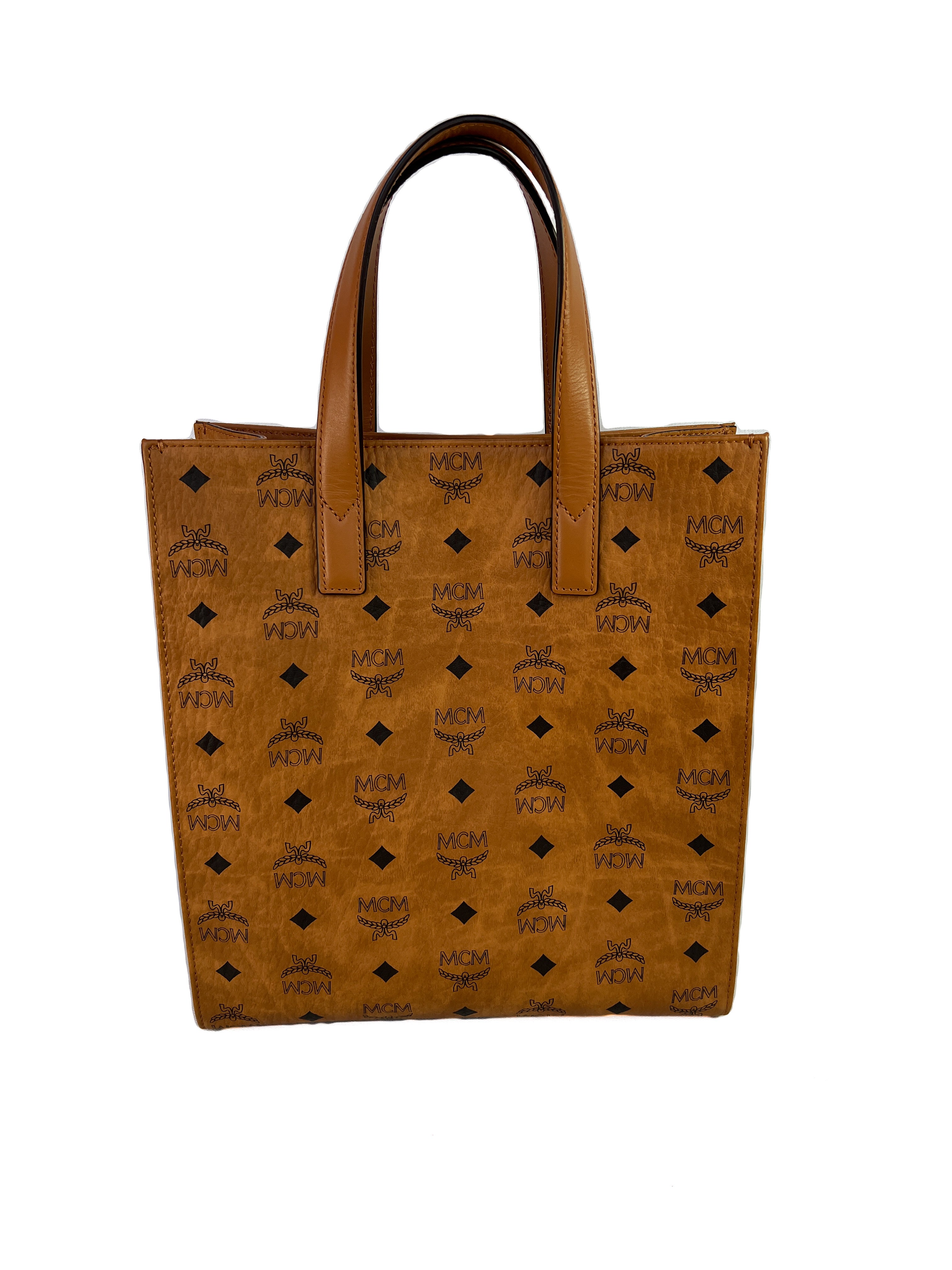 MCM brown visetos shopper tote NWT