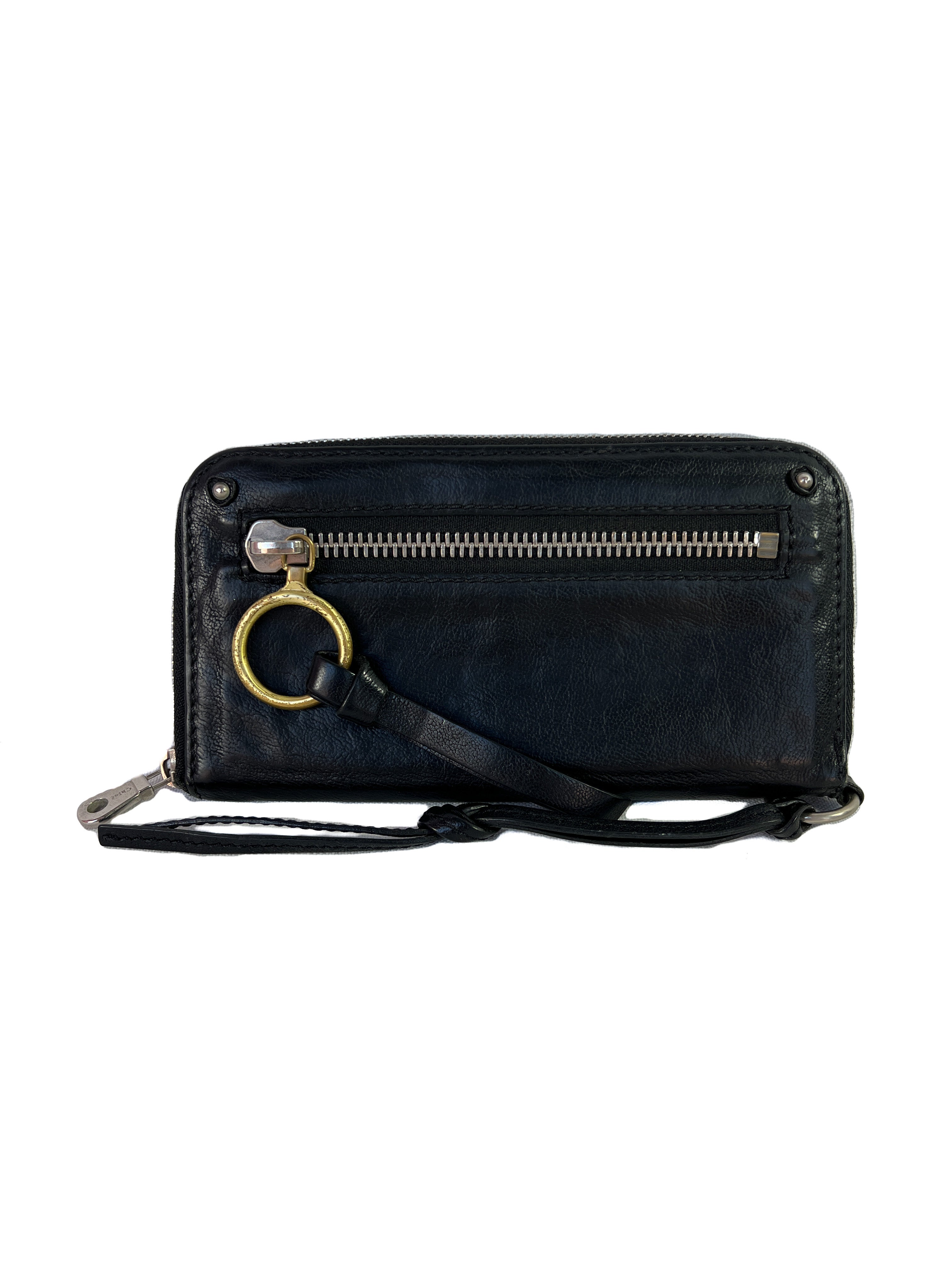 Chloé black leather zip around wallet