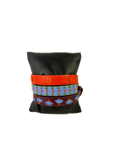 Tory Burch multi color leather wrap buckle bracelet