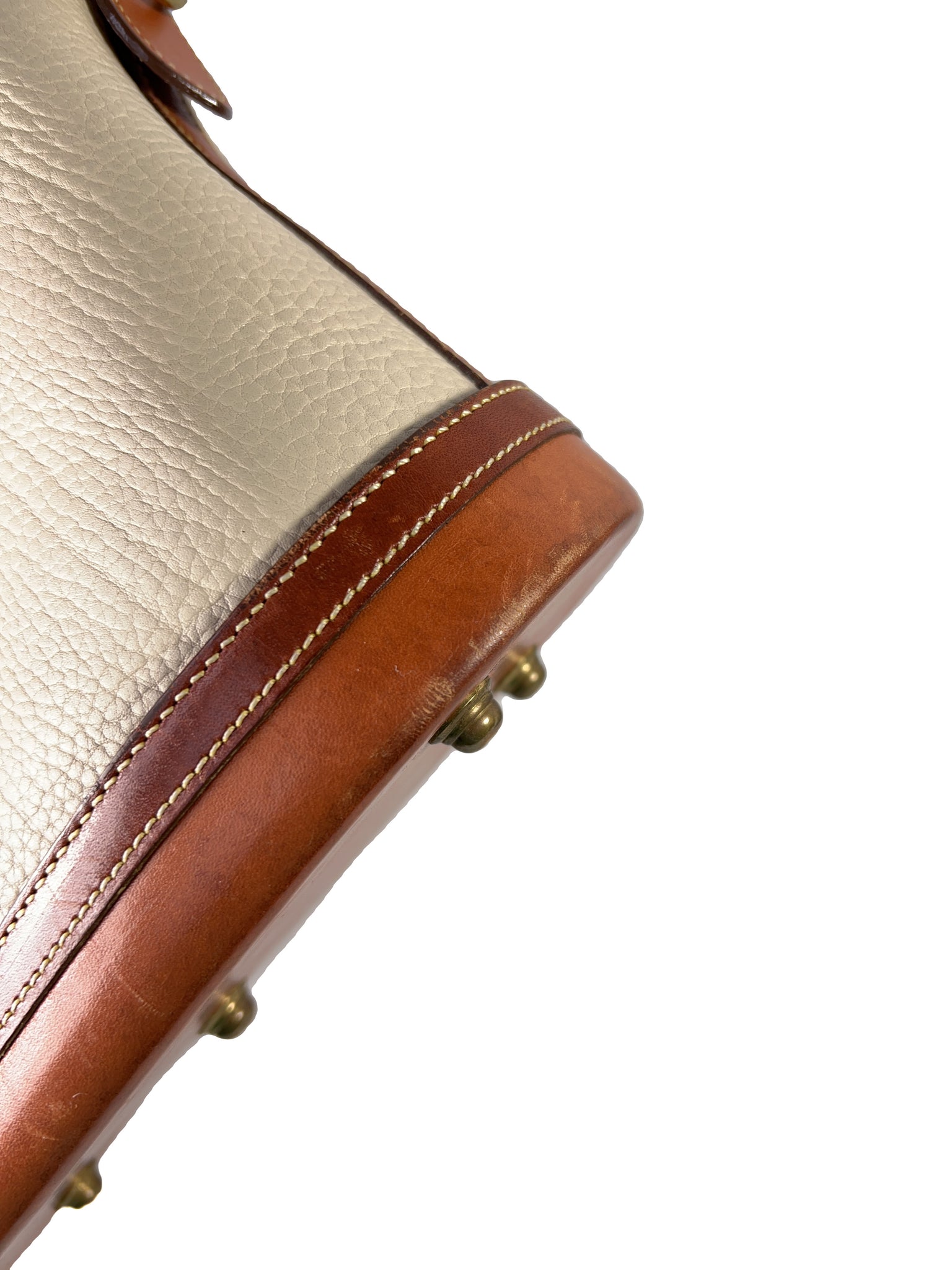 Dooney & Bourke cream and brown vintage leather domed satchel – My  Girlfriend's Wardrobe LLC
