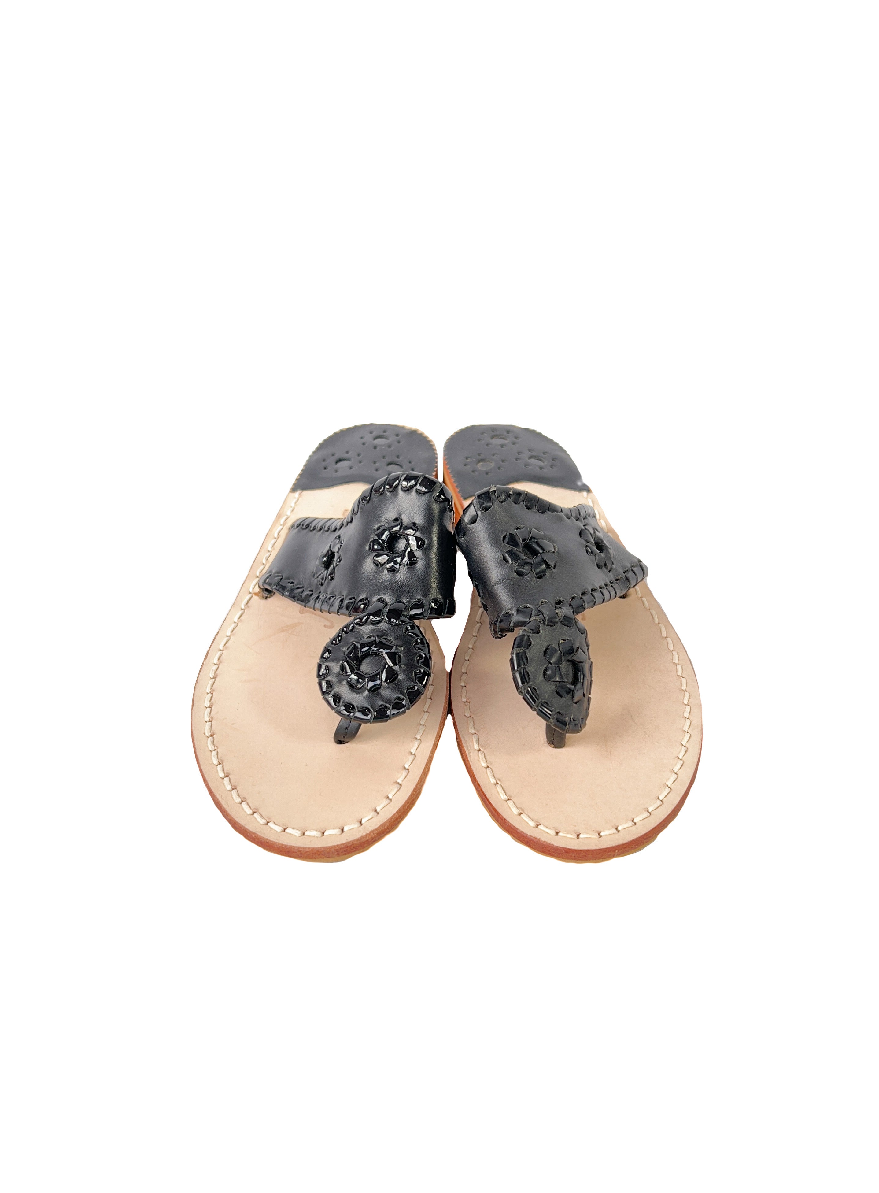 Jack Rogers black leather flip flops size 6 NEW