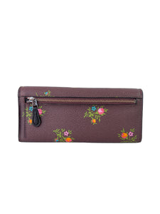 Coach dark purple leather floral wallet