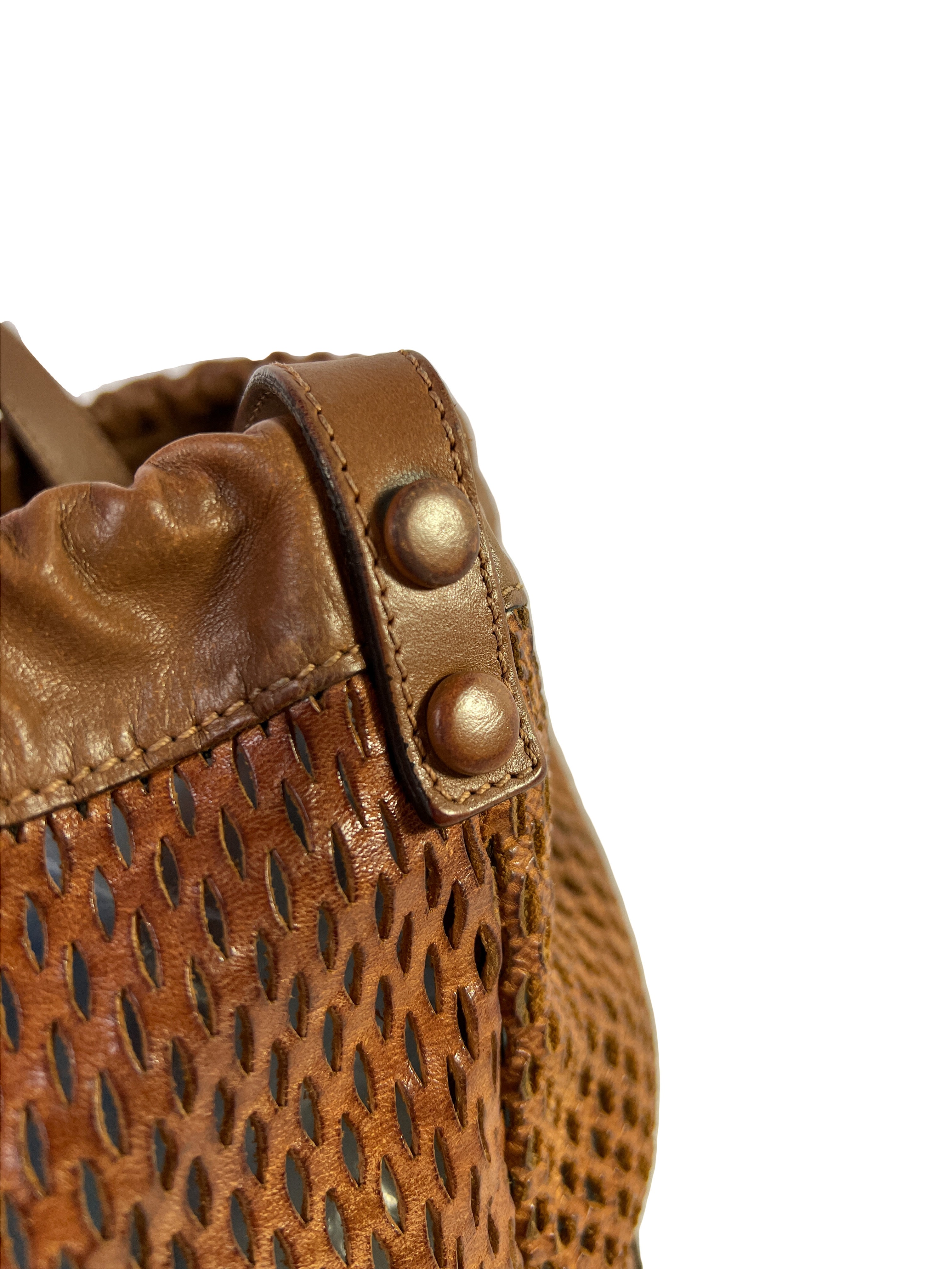 Chloe brown leather perforated bucket bag