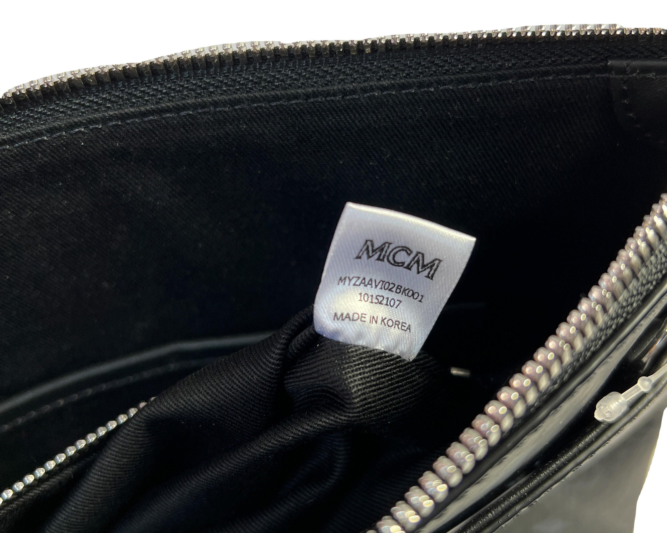 MCM black visetos slim pouch crossbody