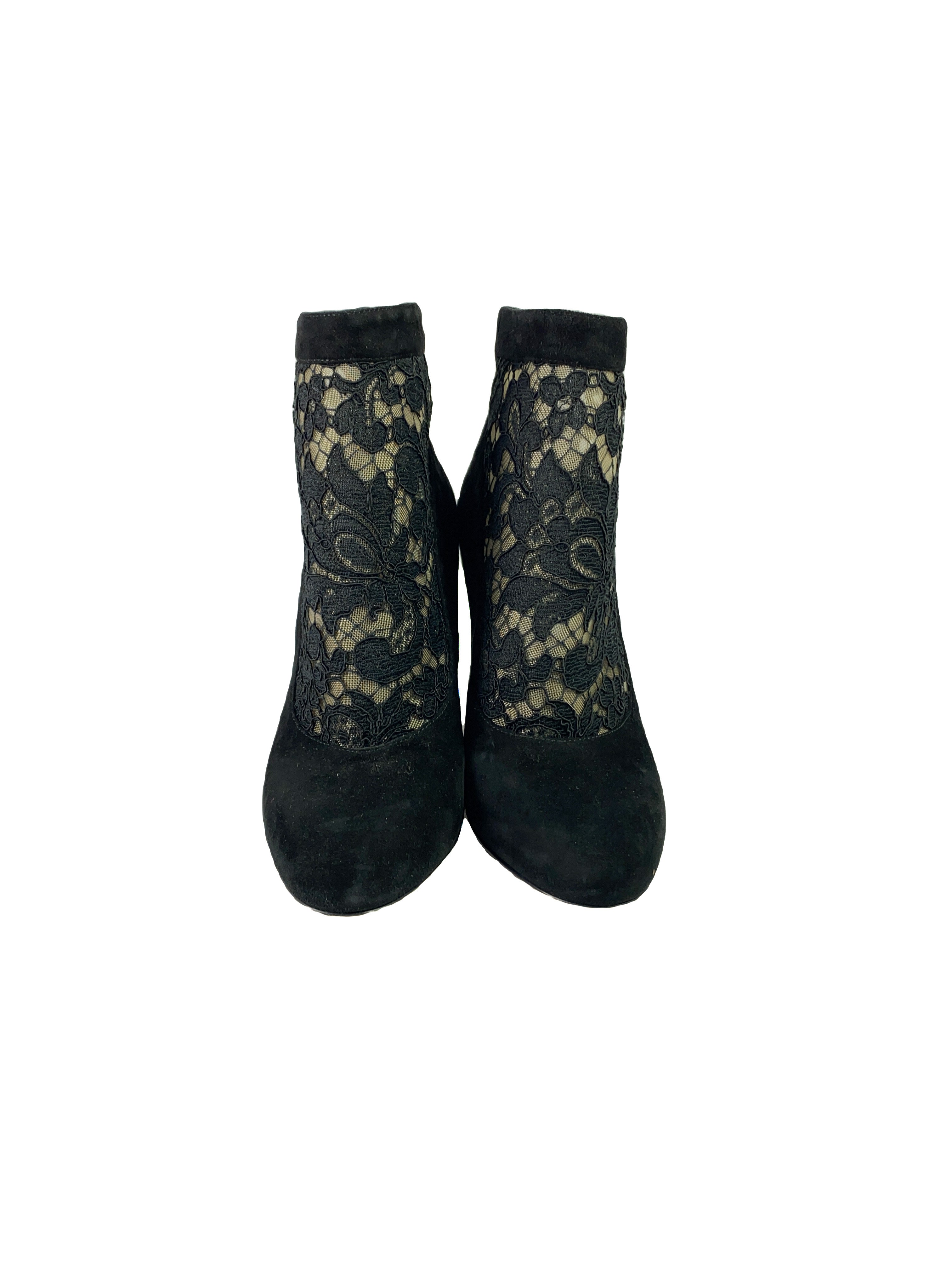 Dolce & Gabbana black suede and lace booties size 39