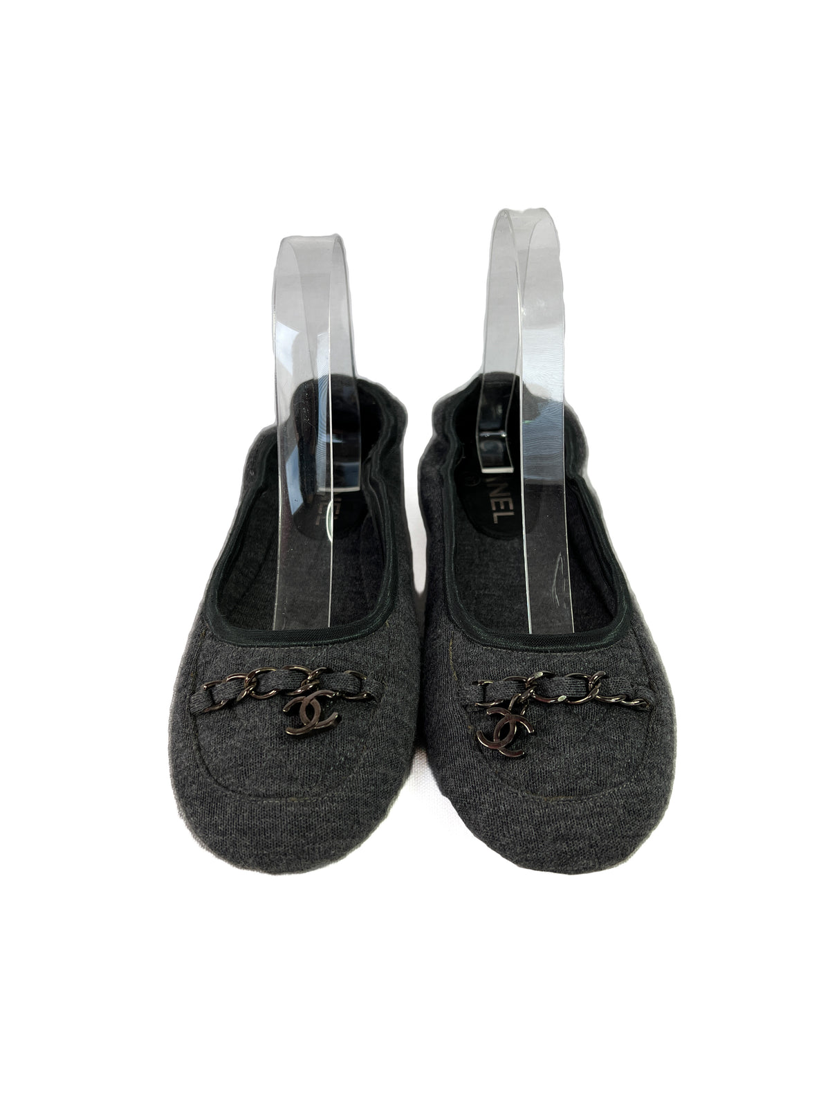Chanel gray cloth flats size 38
