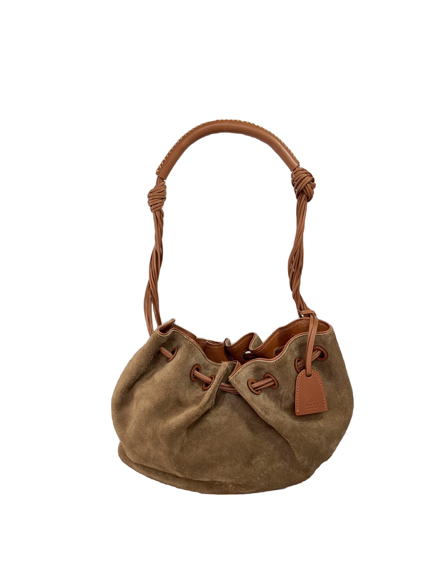 Gucci vintage suede leather drawstring bag – My Girlfriend's Wardrobe LLC