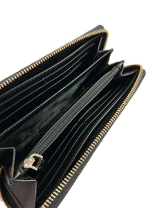 Kate Spade black embossed leather zip around wallet