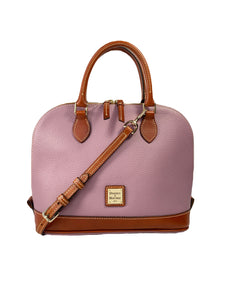Dooney & Bourke purple and brown leather domed satchel