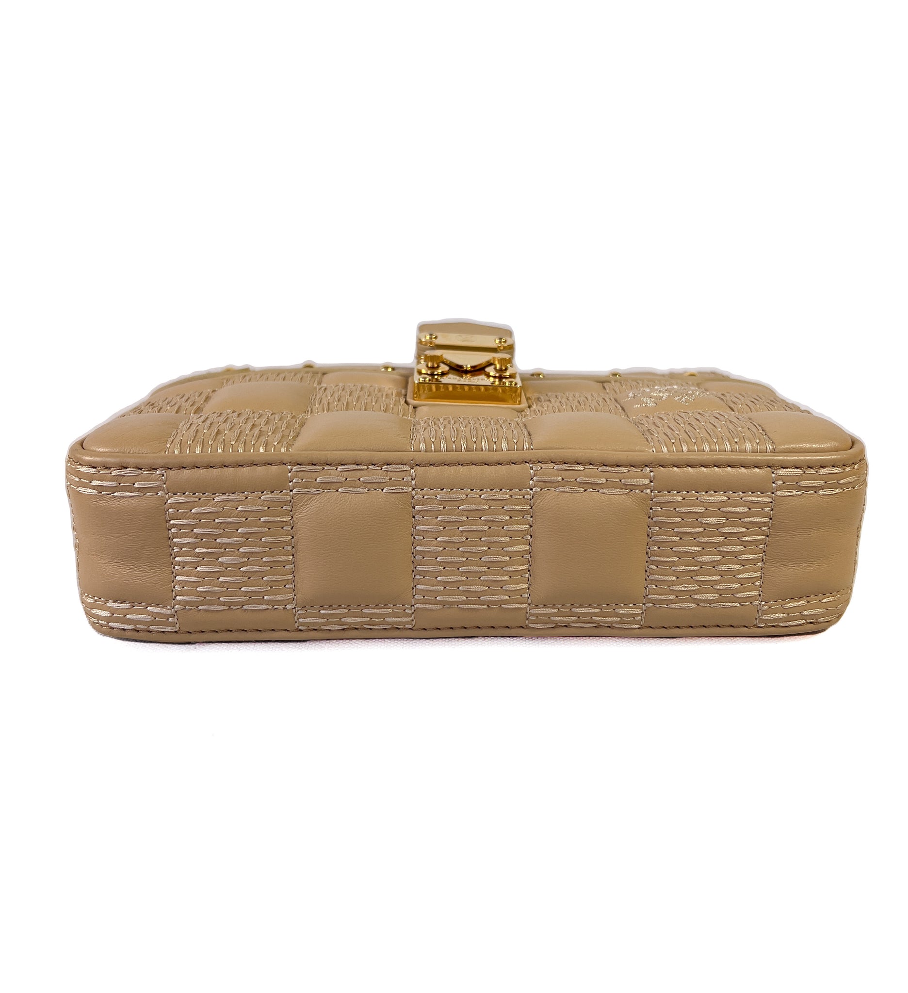 Louis Vuitton Beige Leather Quilted Pochette Troca Shoulder Bag