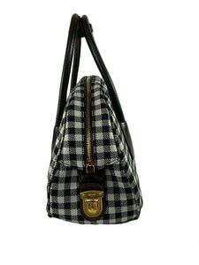 Prada black and white check satchel