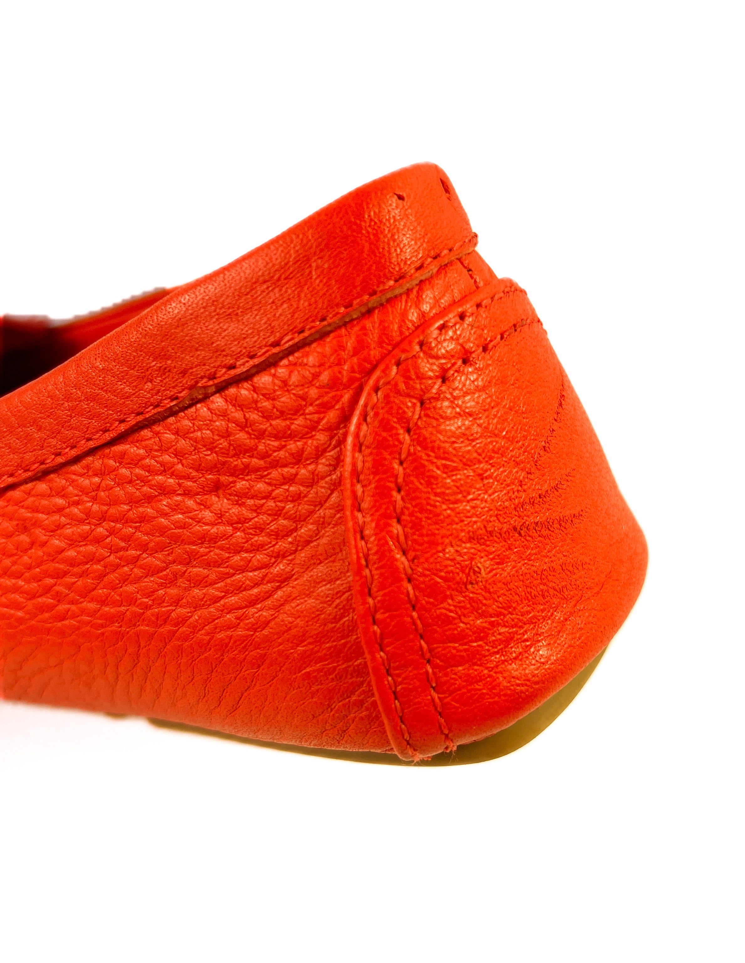 Tory Burch orange leather loafers size 7