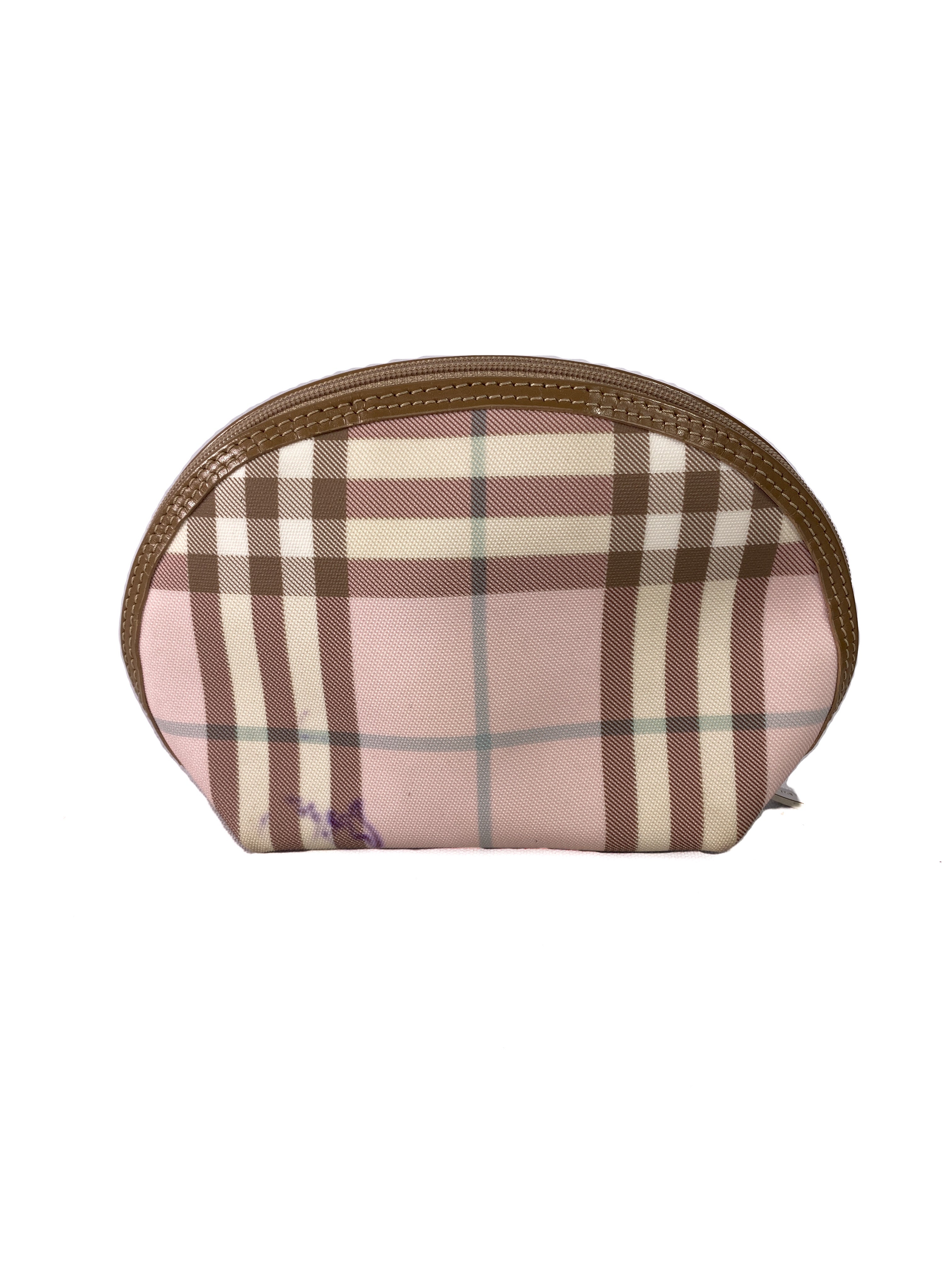 Burberry pink plaid zip pouch AS IS