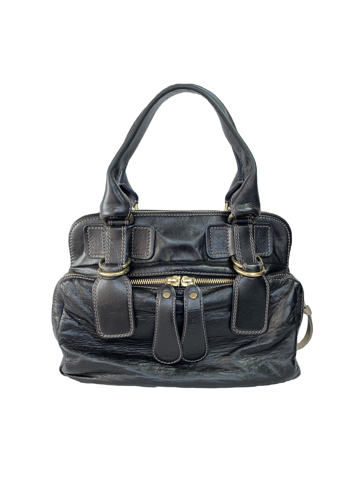 Chloé black leather Bay bag