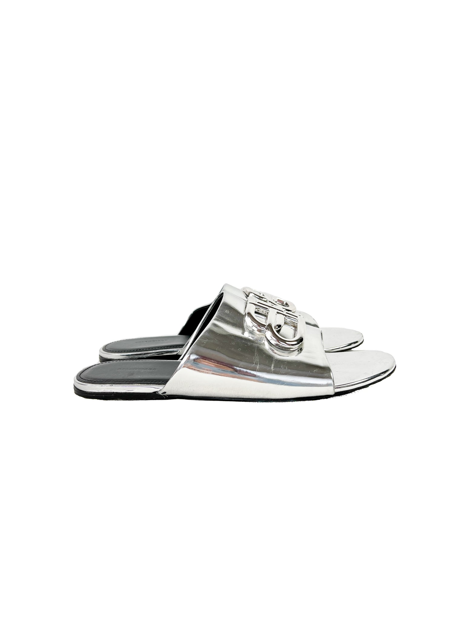 Silver balenciaga slides Clearance