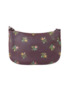 Coach dark purple leather floral shoulder bag