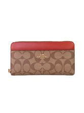 Coach brown and red leather coated canvas wallet