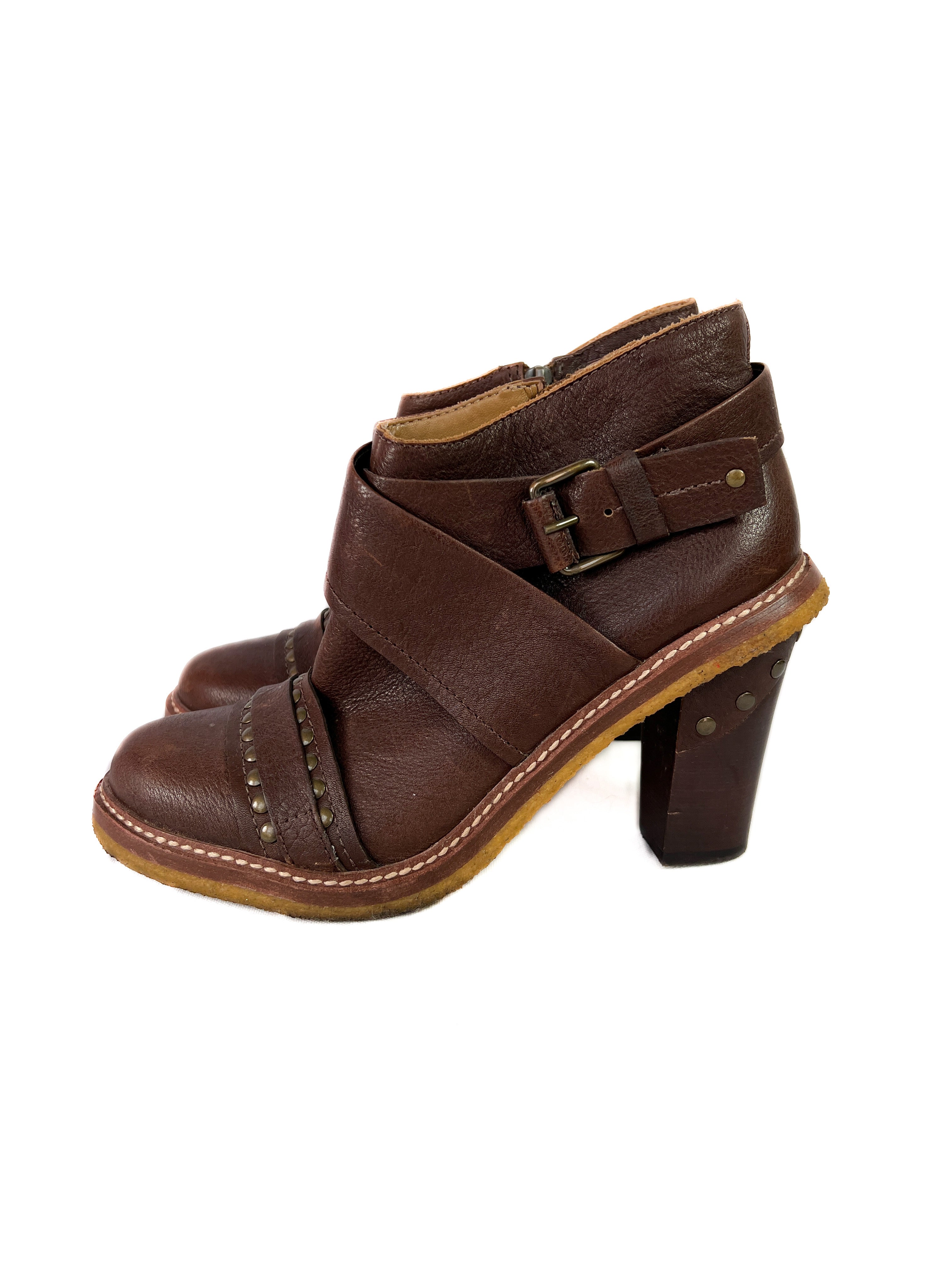 Schuler & Sons brown leather heeled boots size 9.5