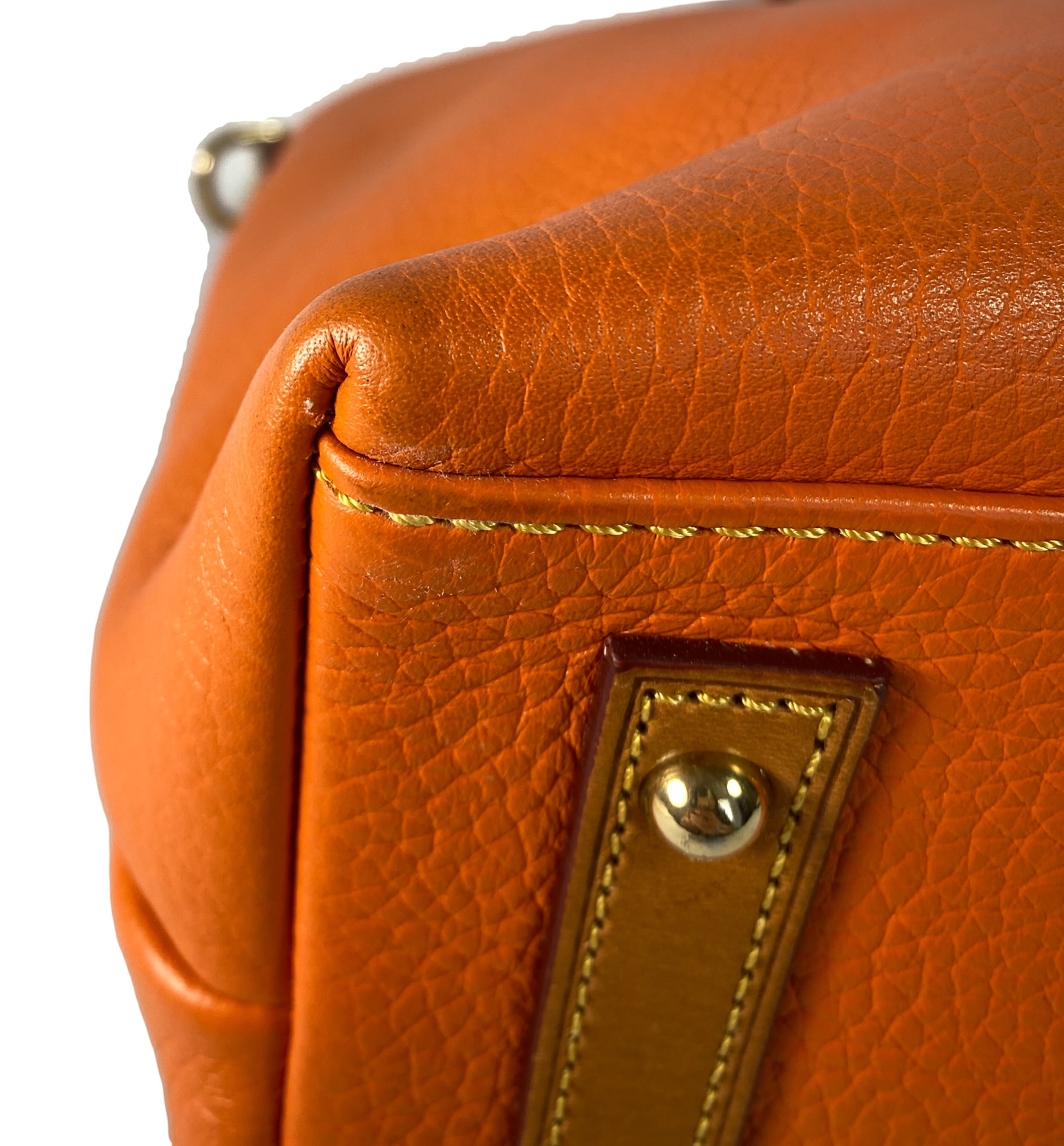 Dooney & Bourke orange brown leather double pocket satchel