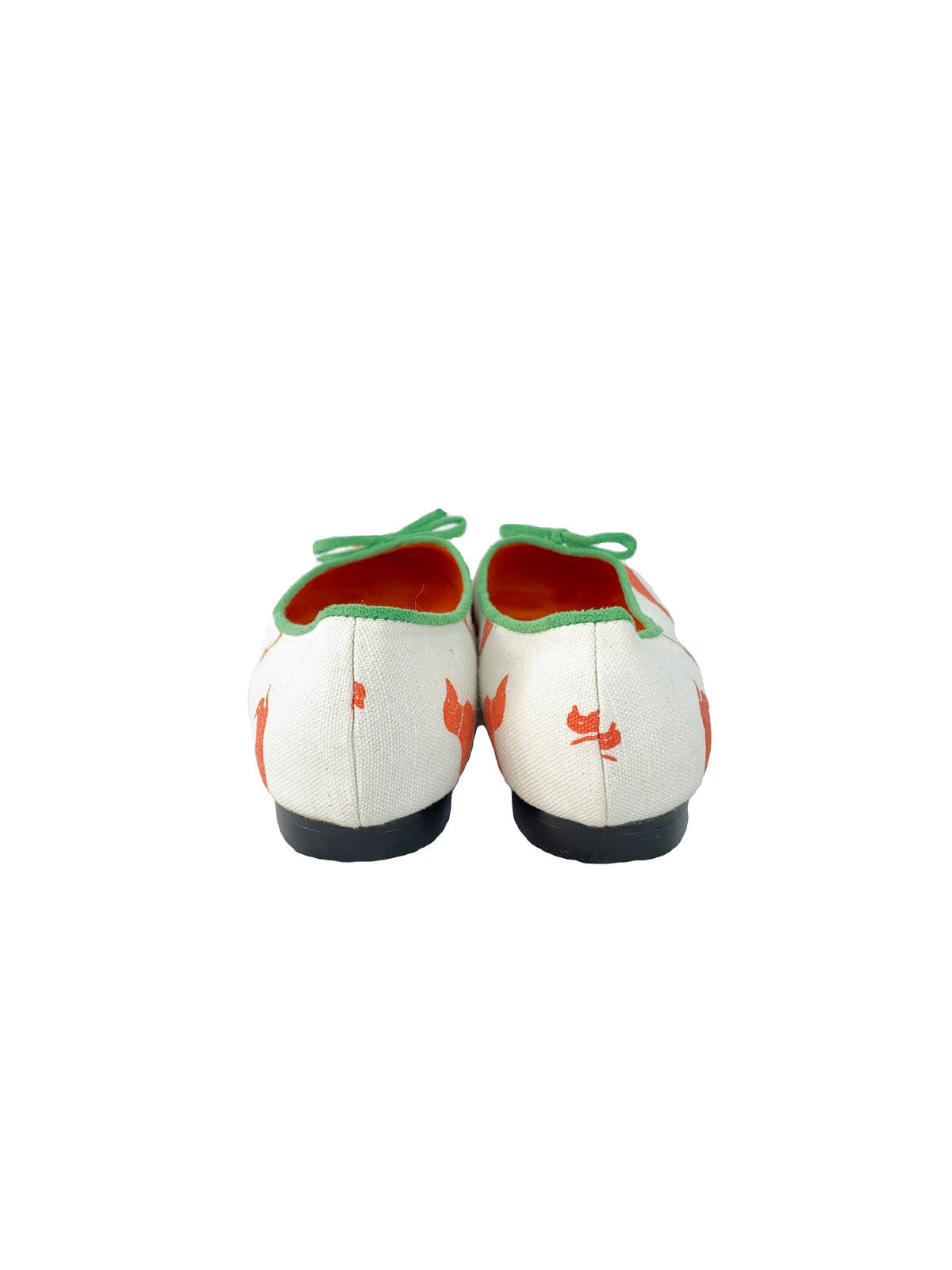 Mandarina white and orange dachshund flats size 7