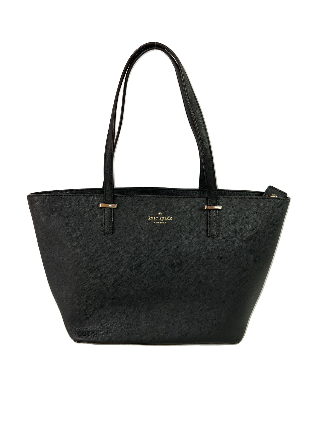 Kate Spade black leather zip top tote