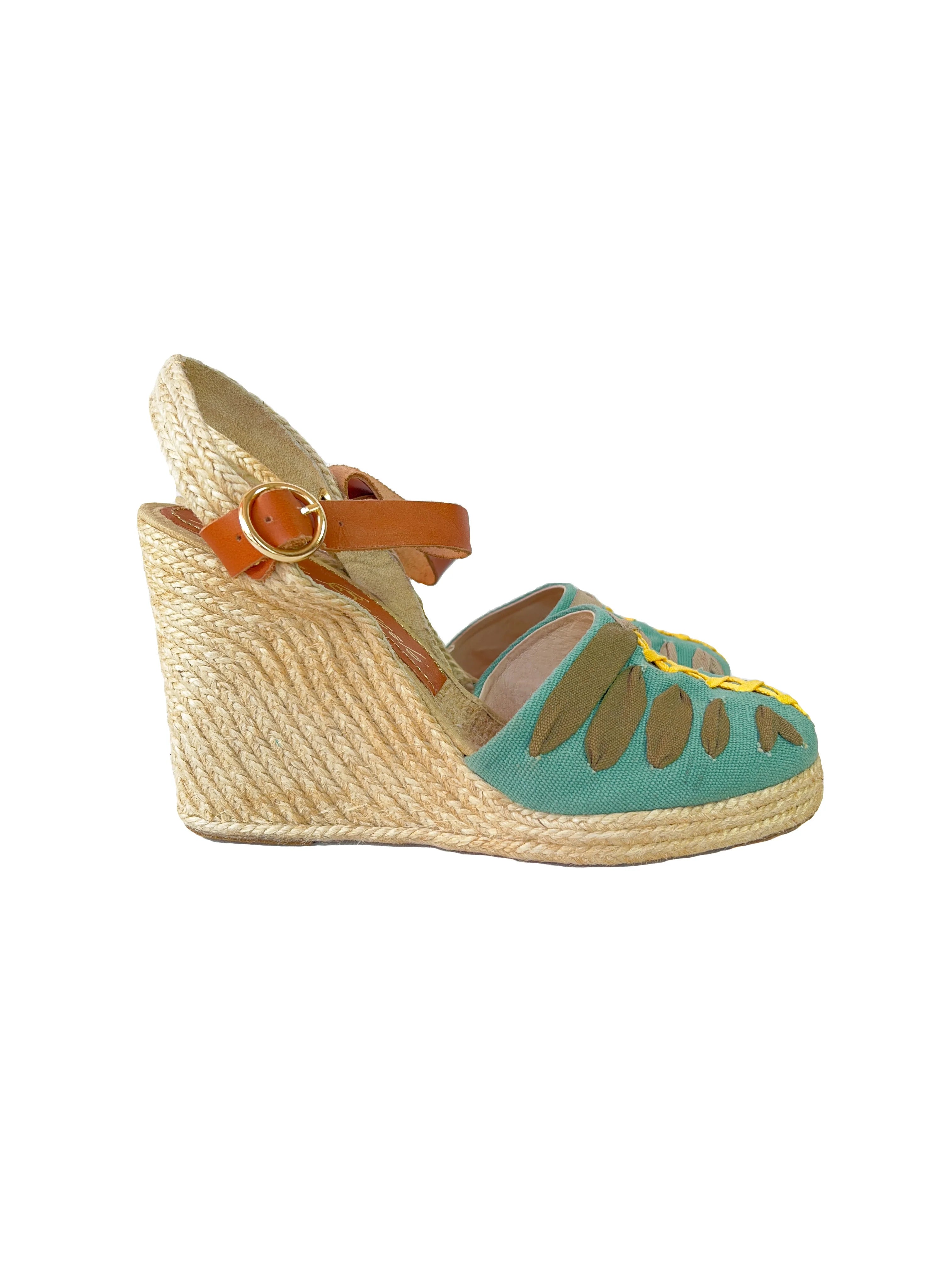 Paloma Barcelo teal espadrille wedges size 41 (10.5) NEW