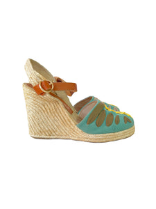Paloma Barcelo teal espadrille wedges size 41 (10.5) NEW