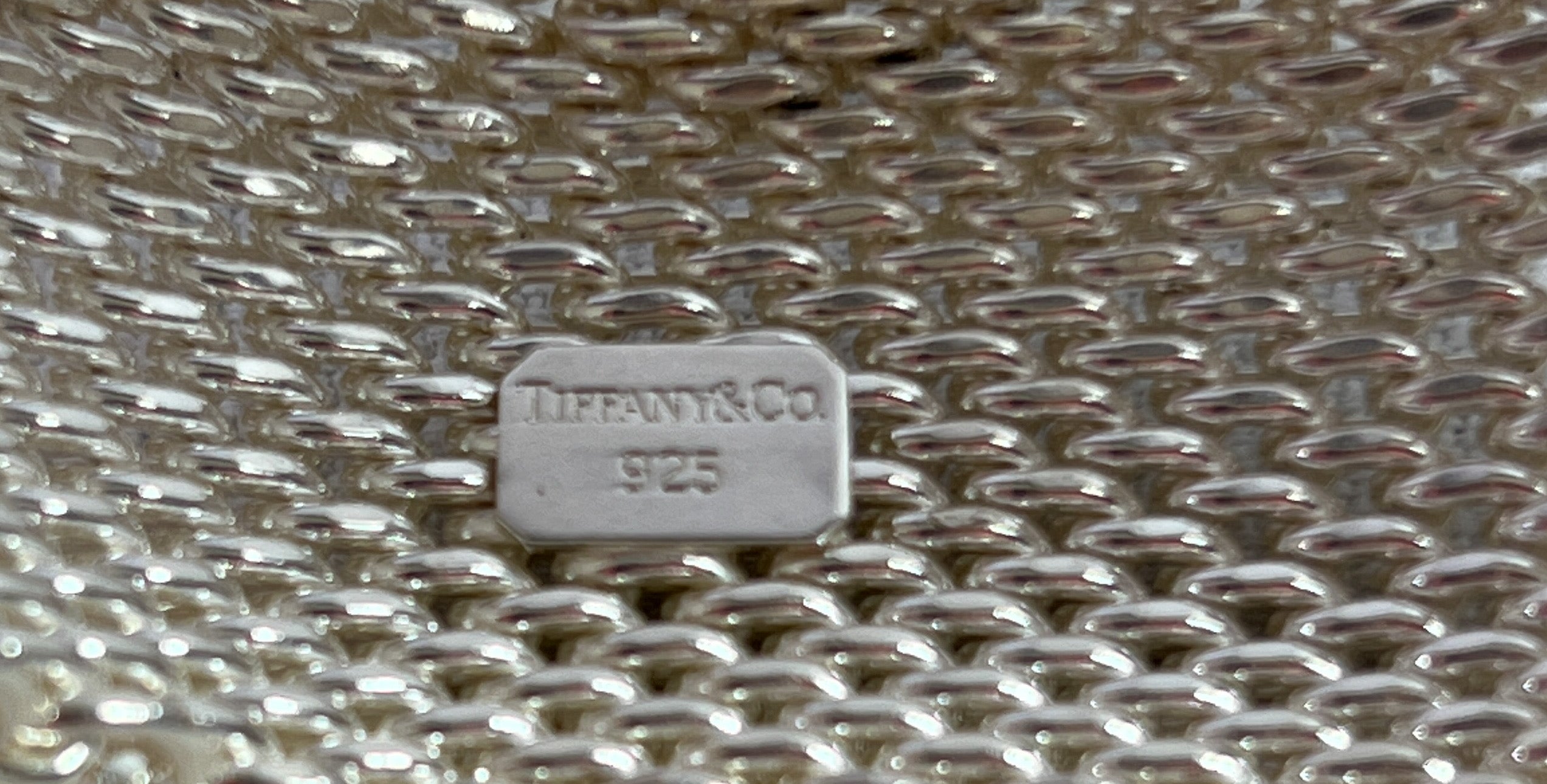 Tiffany & Co wide 1" mesh sterling silver bangle