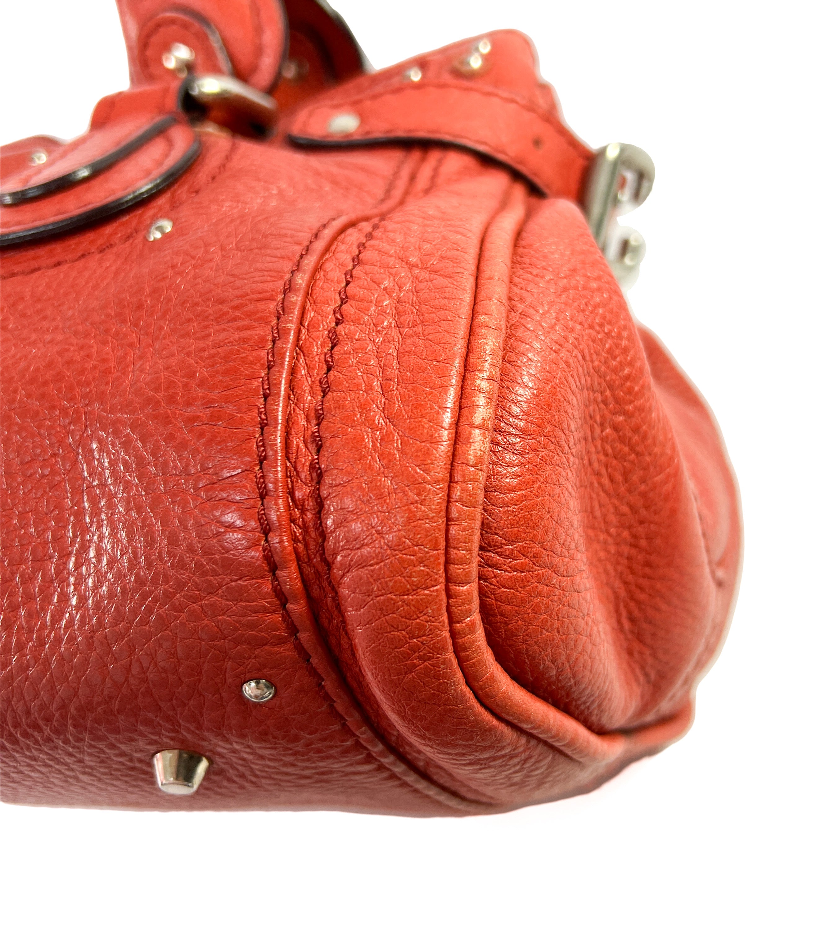 Chloe red orange leather paddington bag