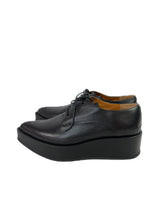 Jil Sander black leather pointed platform shoes size 39