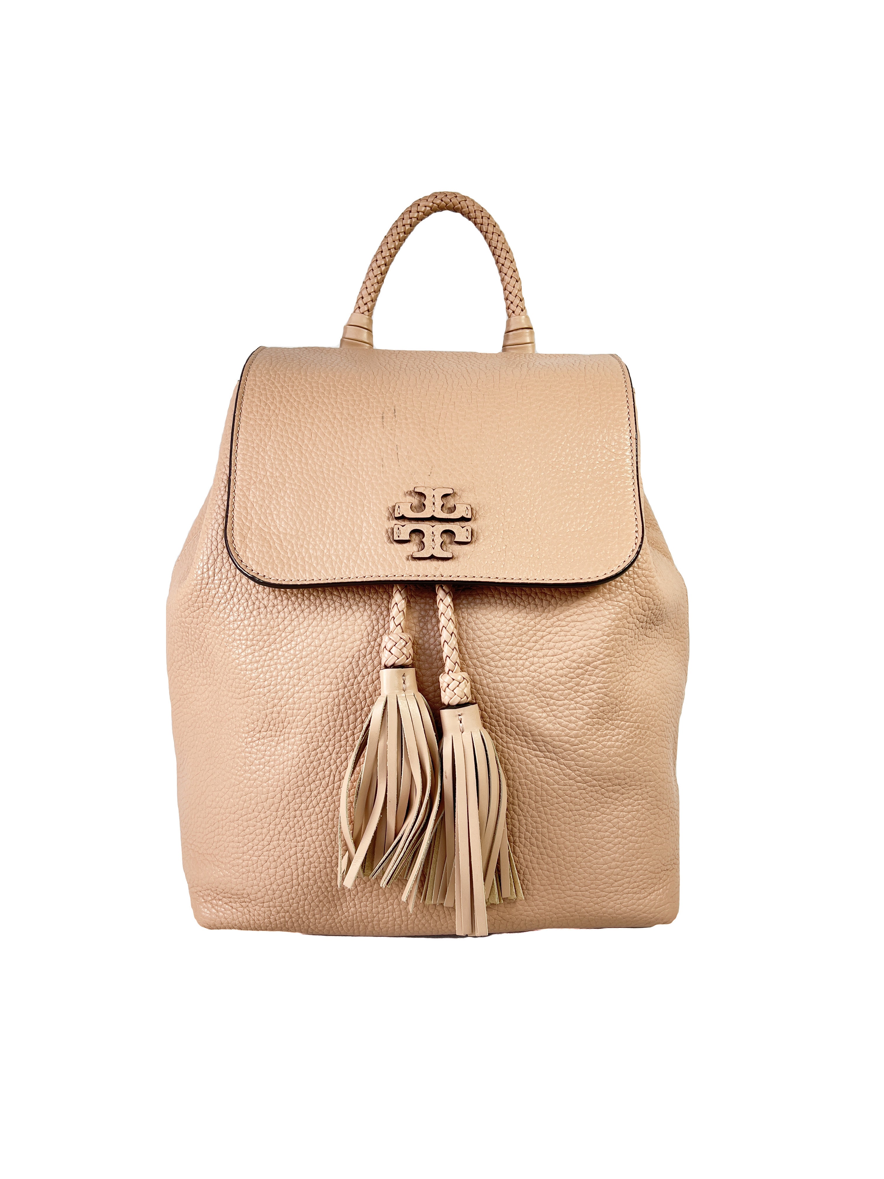 Tory Burch nude leather Taylor tassel backpack