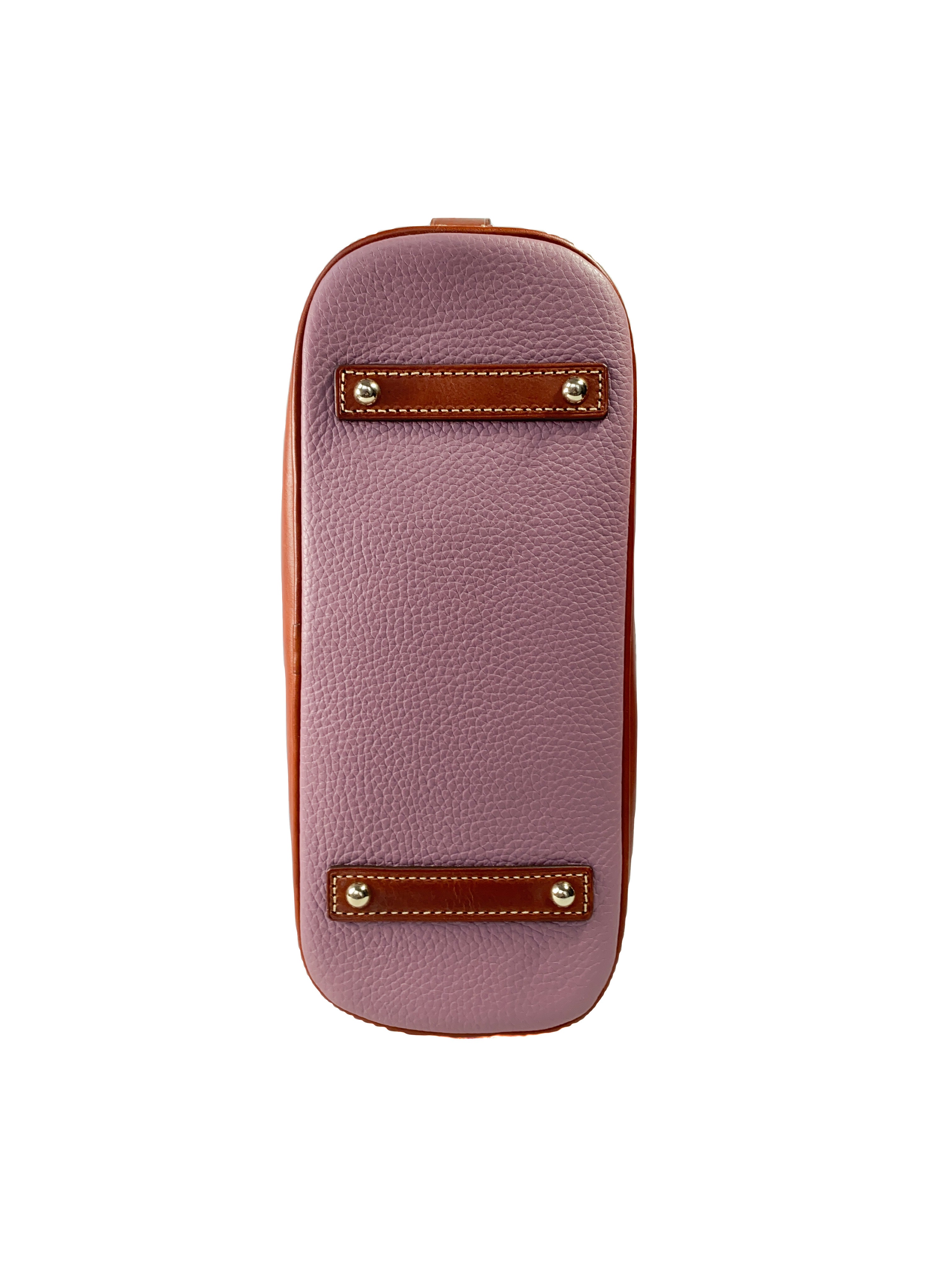 Dooney & Bourke purple and brown leather domed satchel