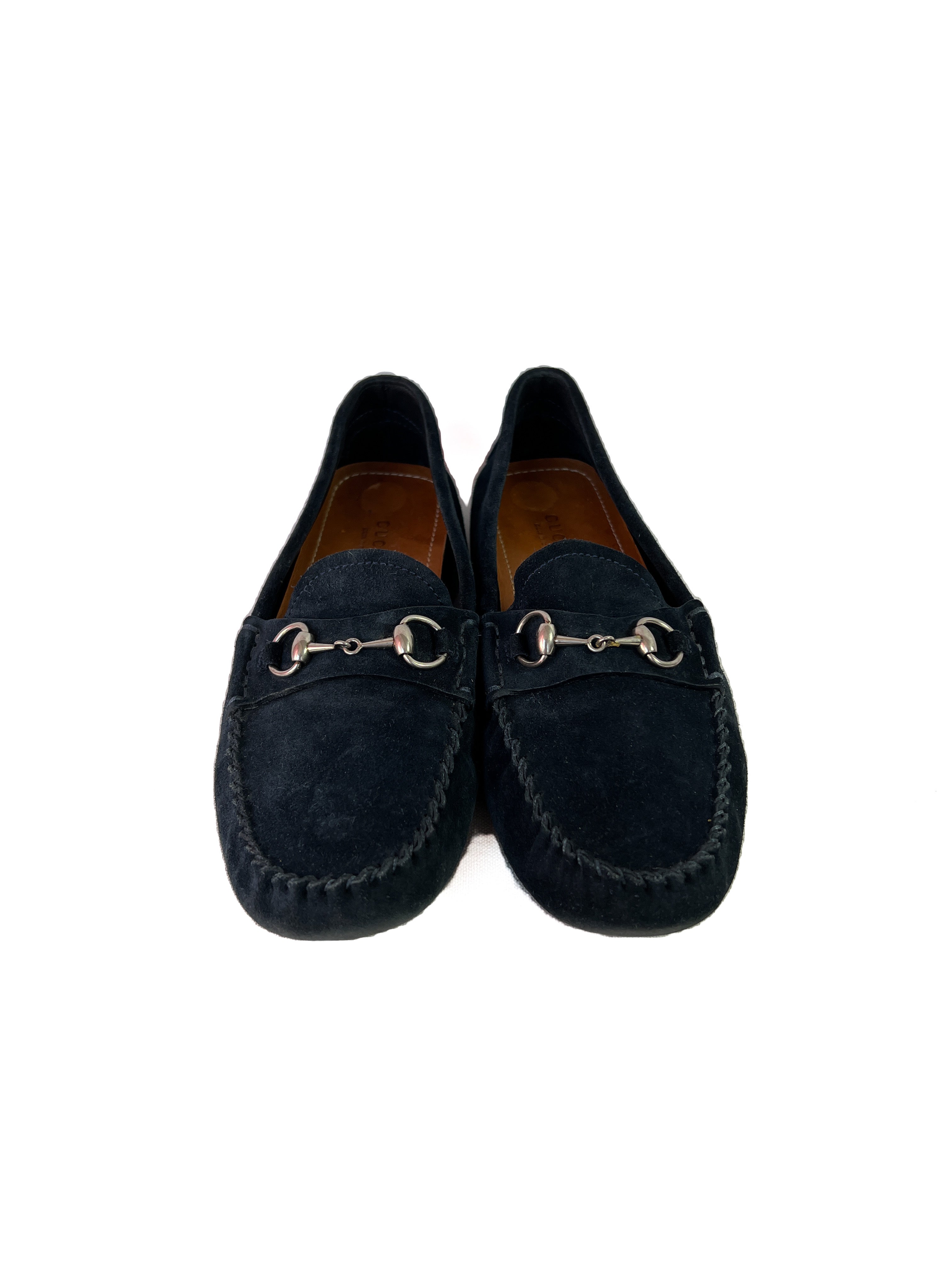 Gucci navy suede loafers size 37